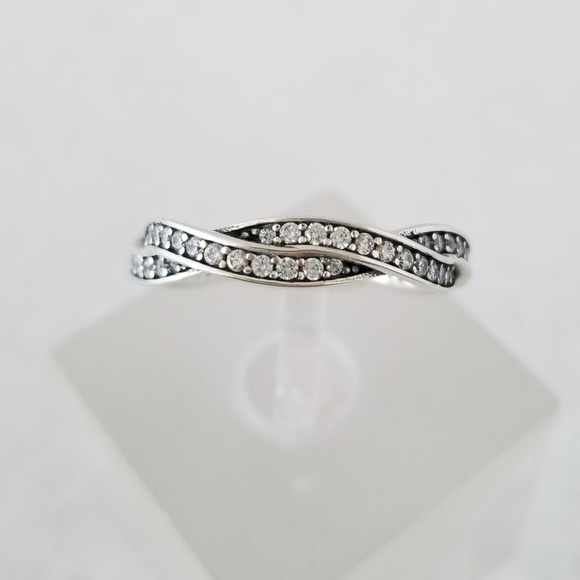 Sterling Silver Eternity Braided Pave Band - Picture 3 of 8